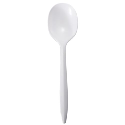 Medium Weight Plastic Soup Spoon, White